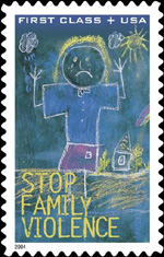 postage stamp with domestic violence theme