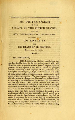 Mr. White's speech in the Senate of United States