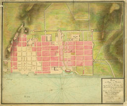 Plan du Port-au-Prince et environs avec un projet de Fortifier la ville en la diminuant du côté du Sud.