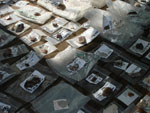 Artifacts laid out in an archaeological lab