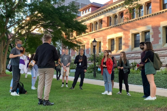 Picture of Brown University students on a walking tour