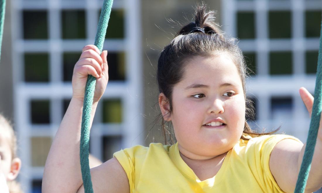 Overweight girl on playground
