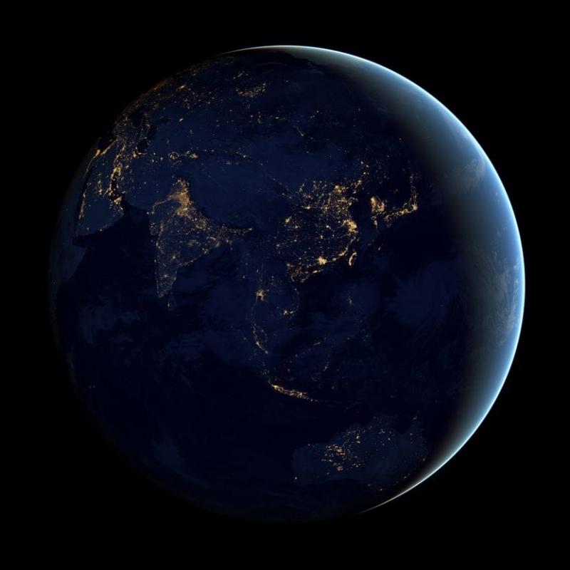 Image of earth at night from outer space