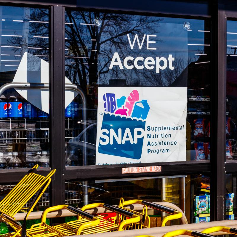 SNAP sign outside a supermarket