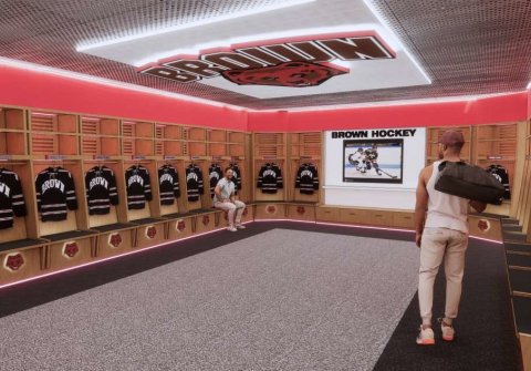 Architect rendering of new men's hockey locker room
