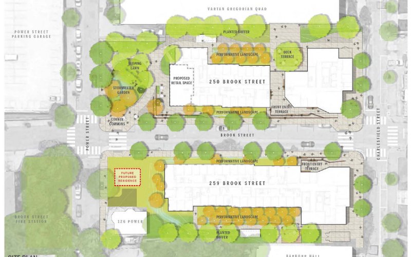 Site plan of new Brook Street residence halls