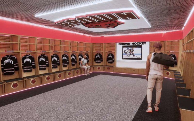 Architect rendering of new men's hockey locker room