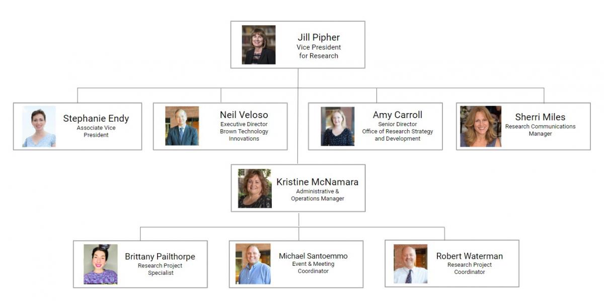 Org Chart of the Directors and operations of OVPR that report to Jill Pipher