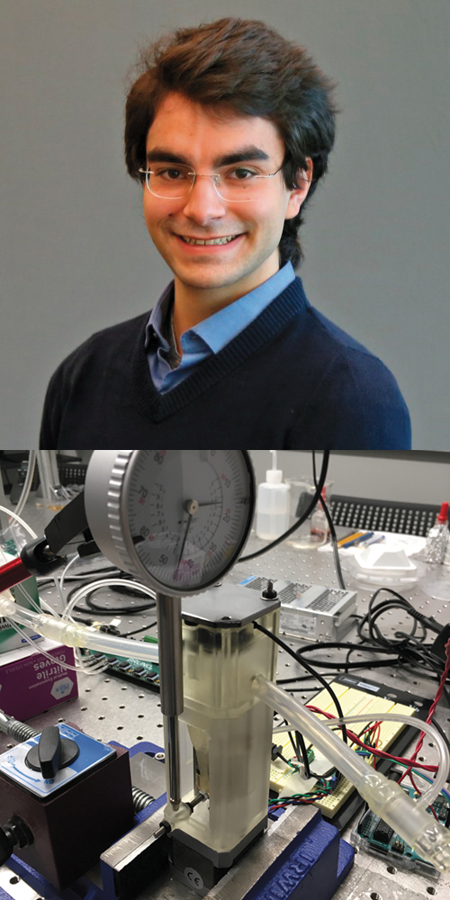 John Antolik and a ventilator utilizing valves created by a 3D printer 
