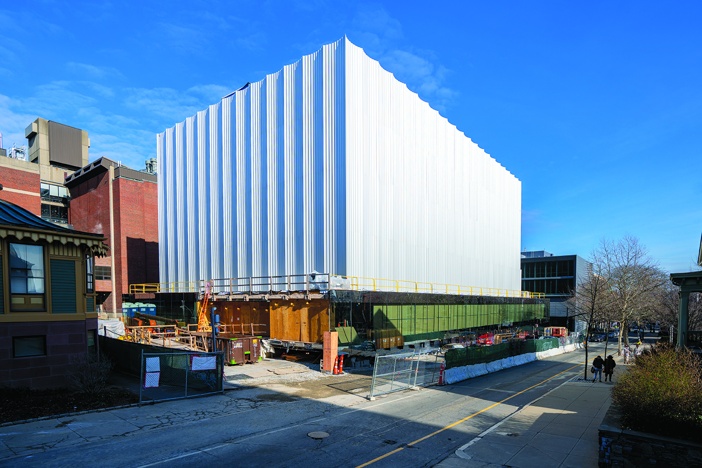  Construction progresses on the new Performing Arts Center as seen from Page-Robinson Hall in January 2022.