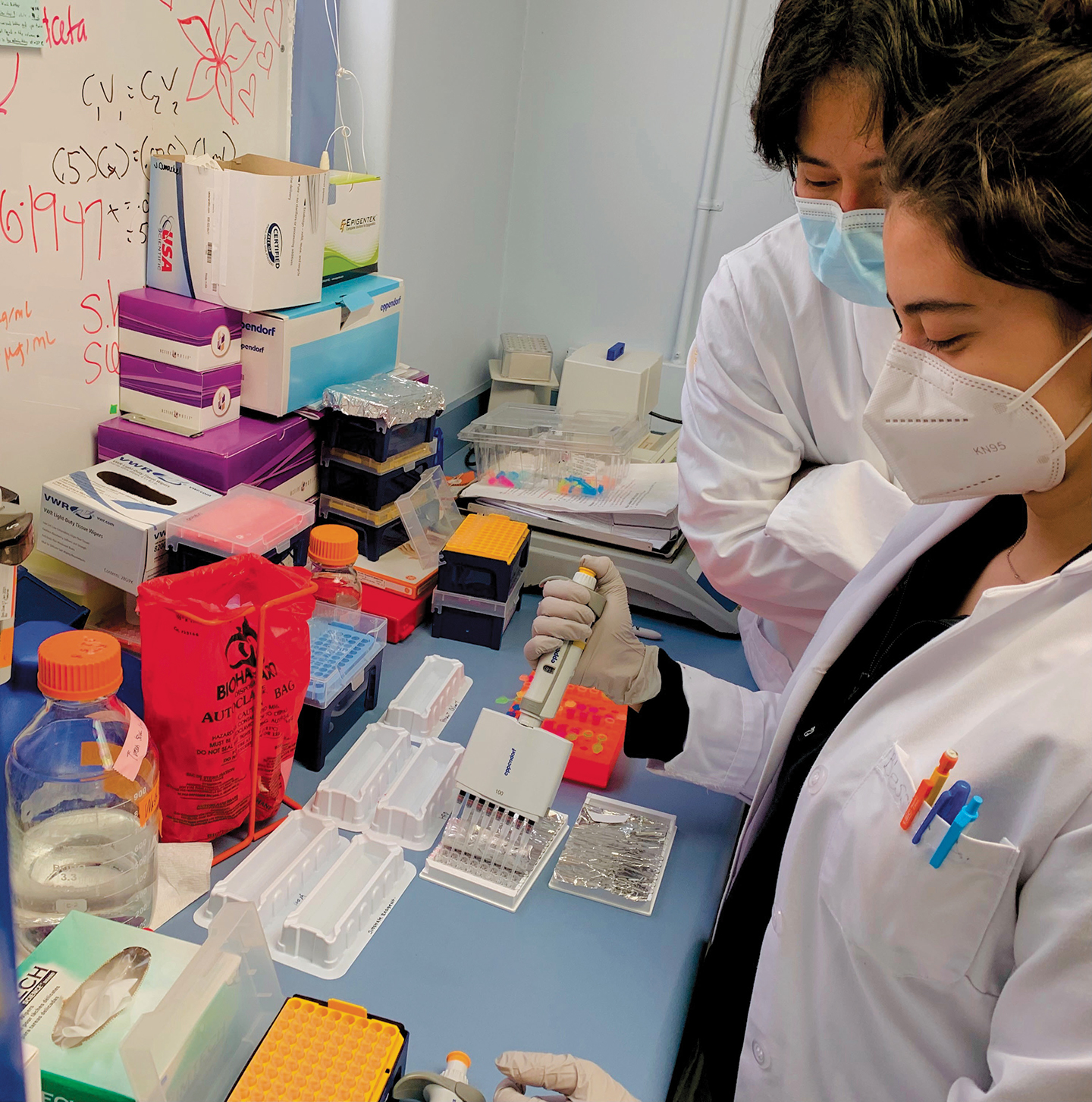 Merih Deniz Toruner in her lab running an experiment 