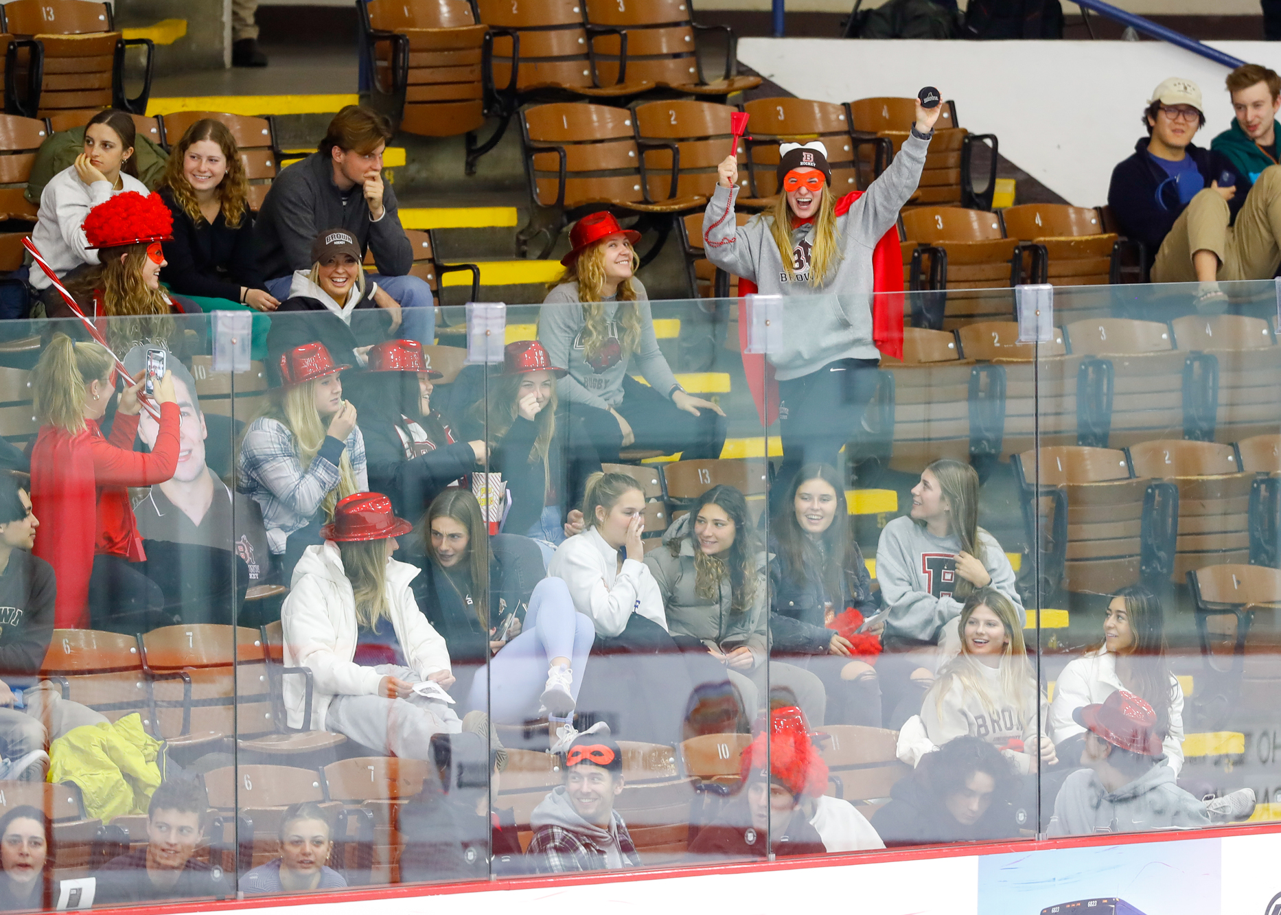 hype squad at hockey game