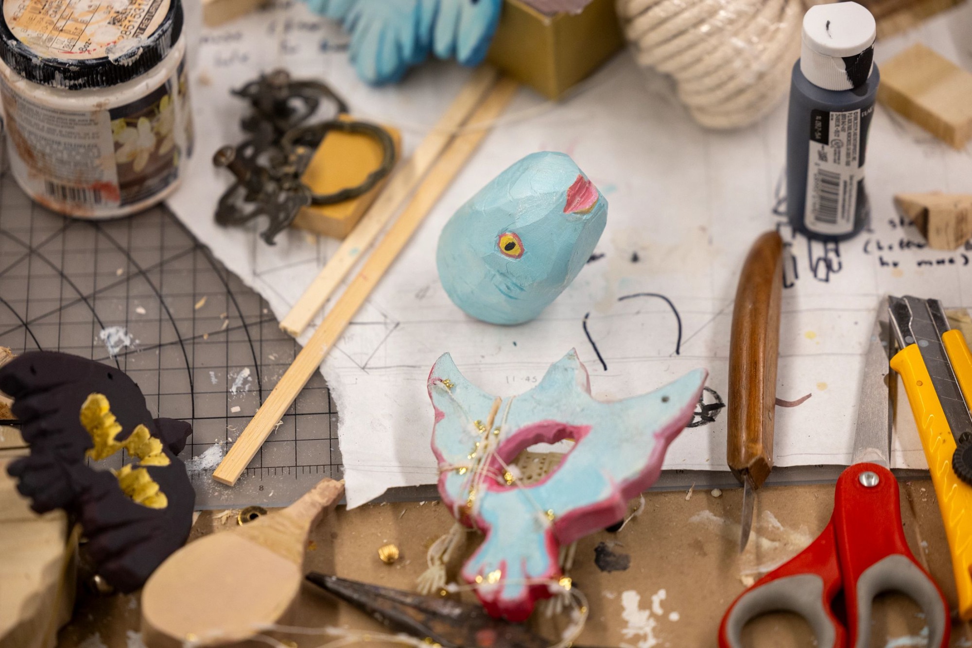 fish head and other sculptures
