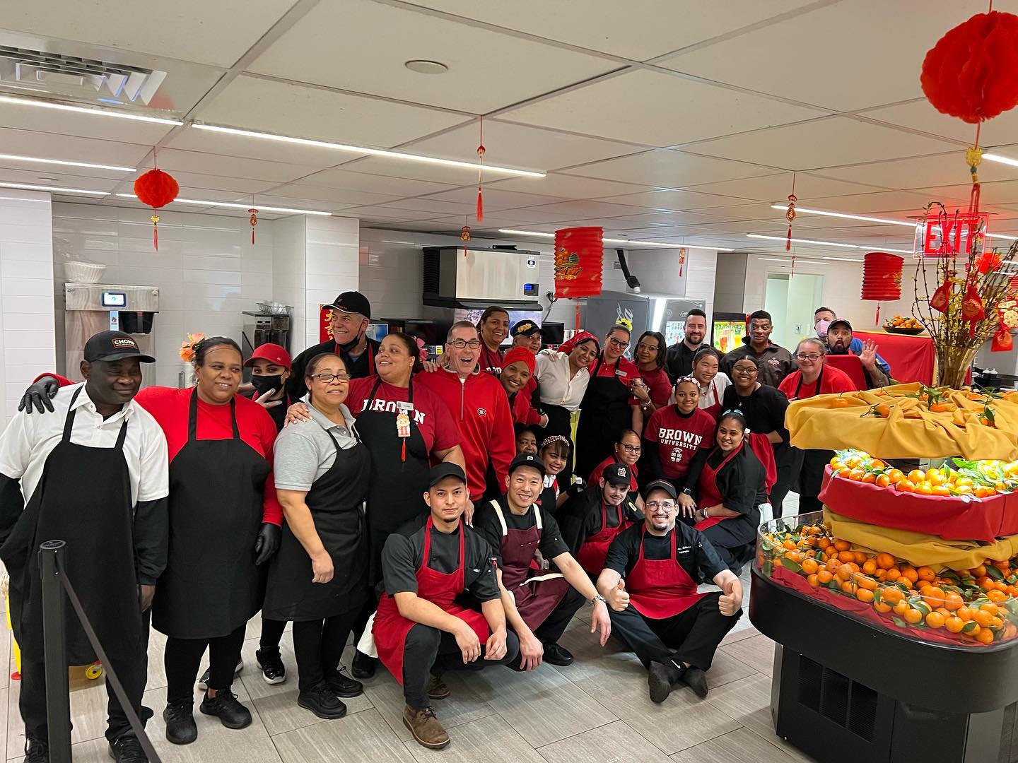 Andrews kitchen team groups together for a photos during the Lunar New Year celebration .