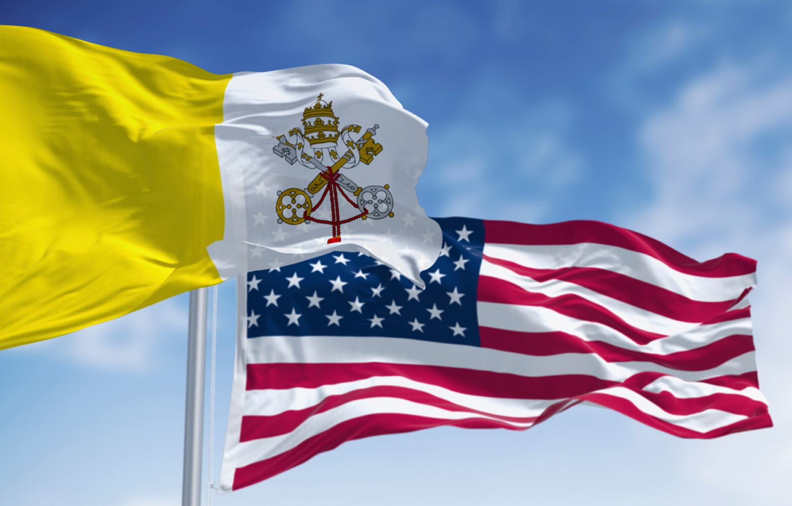 Vatican flag and U.S. flag