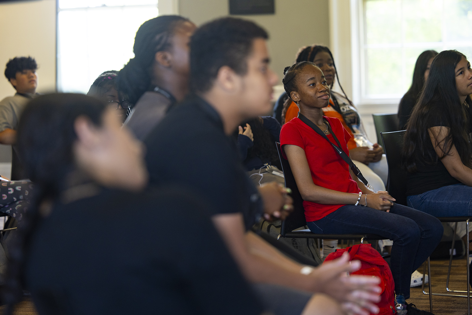 high schools students in a university classroom