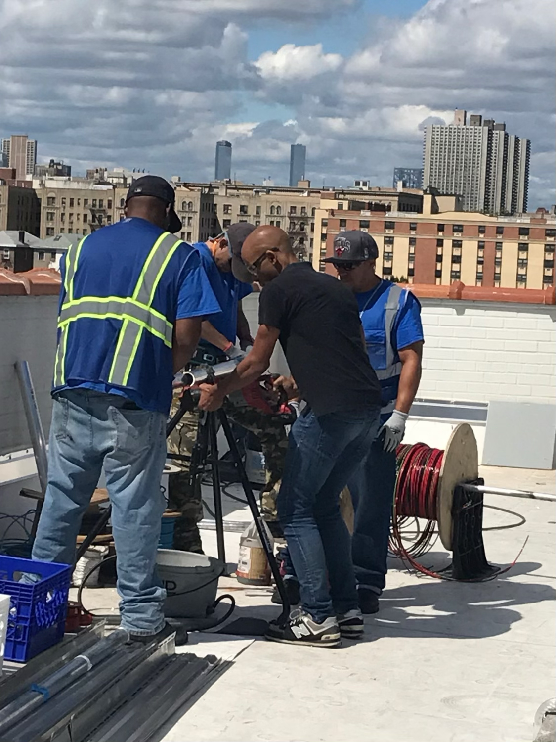 Myles Lennon works at a solar installation