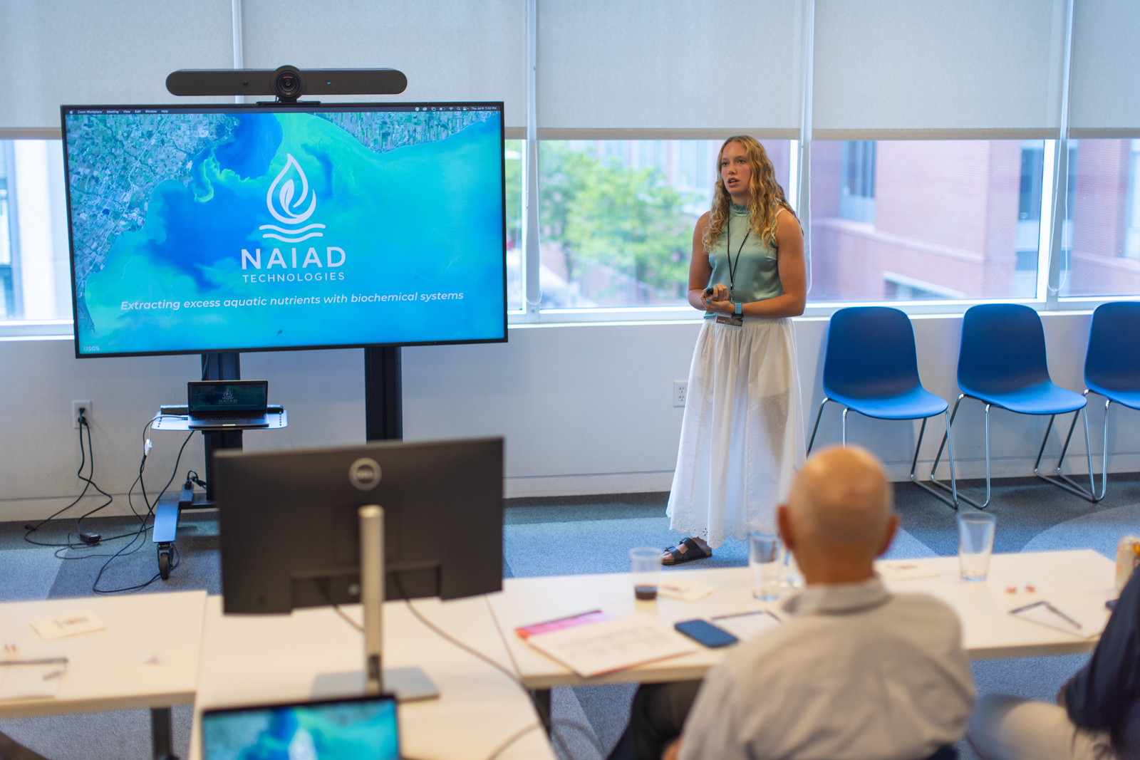Malia Chavinson pitches Naiad Technologies during Bears Lair