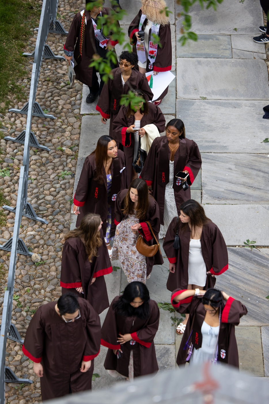 Students process toward the First Baptist Church