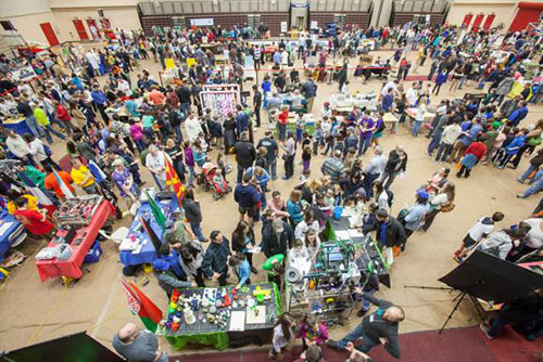 Aerial view Robot Block Party