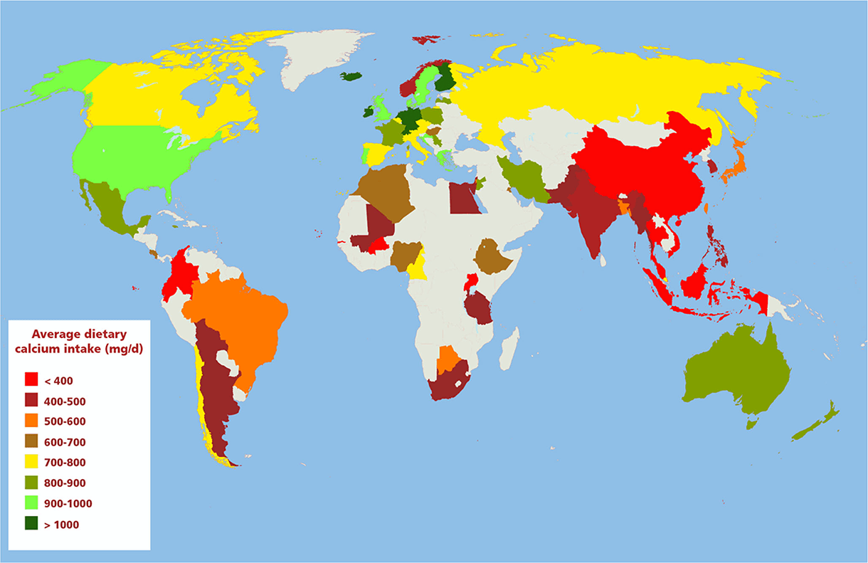 Map of calcium consumption