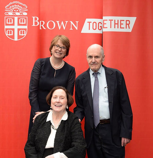 President Christina Paxson with Robert J. Carney and Nancy D. Carney