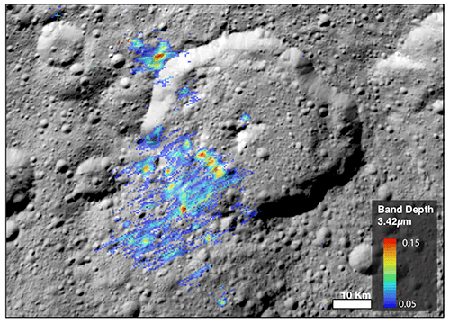 Render of organic material on Ceres