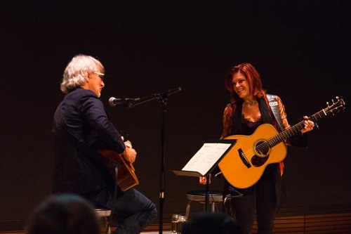 Rosanne Cash and John Leventhal on stage during a master class