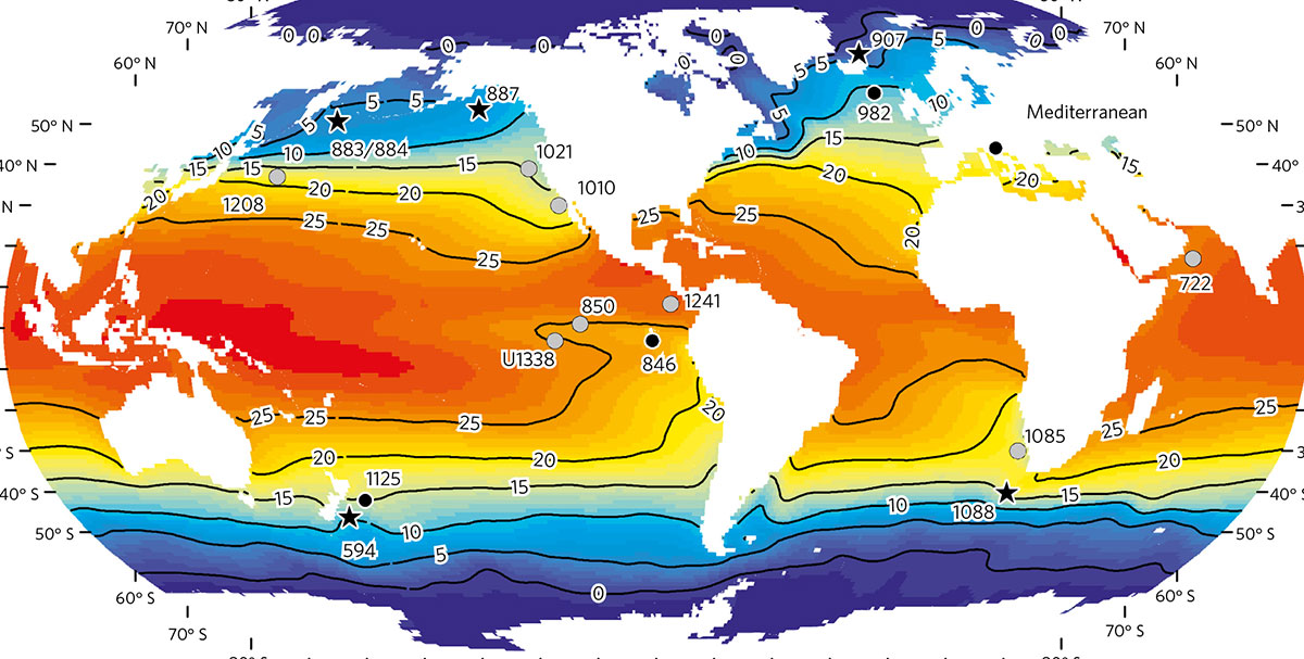 Temperature map of the world