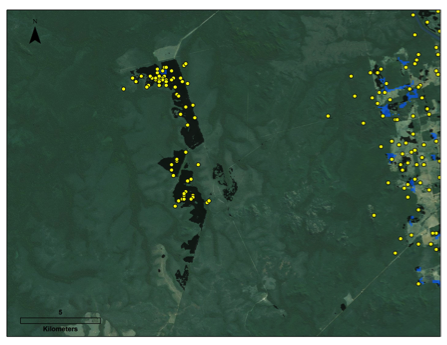 Map of deforestation in Brazil