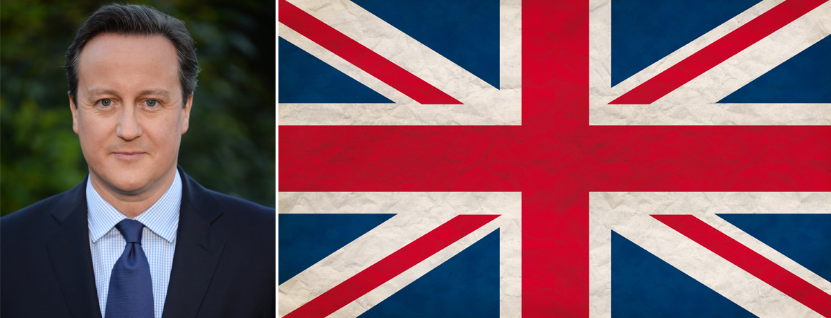 David Cameron and British flag