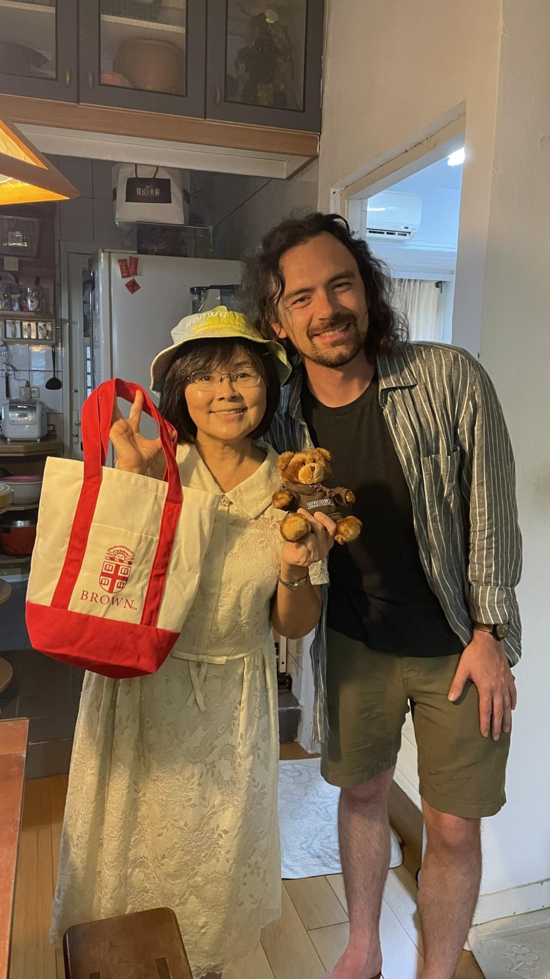 As a thank you for welcoming him into her home, Coleton Hast gifted his host mother a care package that included Brown merch.