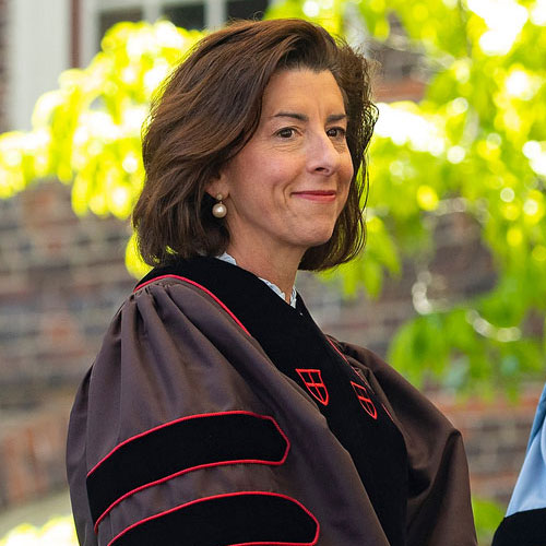 Gina Raimondo accepting an honorary degree