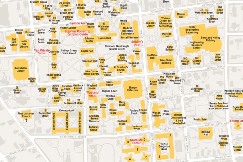 Prints Museum Quality BROWN UNIVERSITY MAP Providence - Fine Art Giclee ...