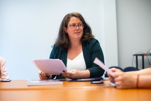 Liz Gledhill in a meeting