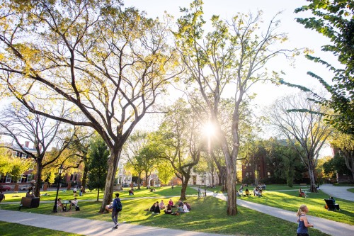 Students on Main Green at Brown University