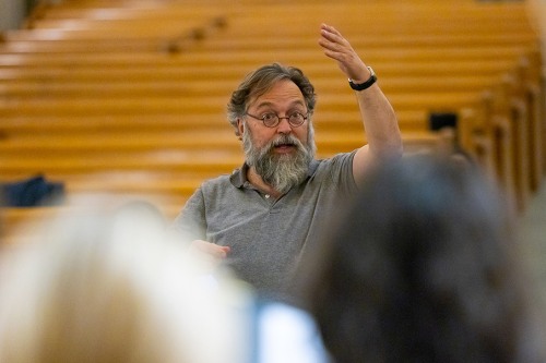 Fred Jodry conducts a chorus