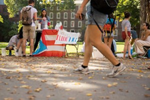 Brown students from Puerto Rico fundraising on the main green