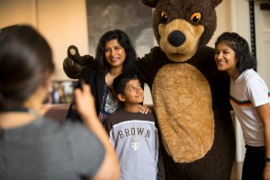 Mother, son and daughter pose with Bruno