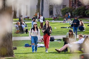 Students on the main green at Brown University