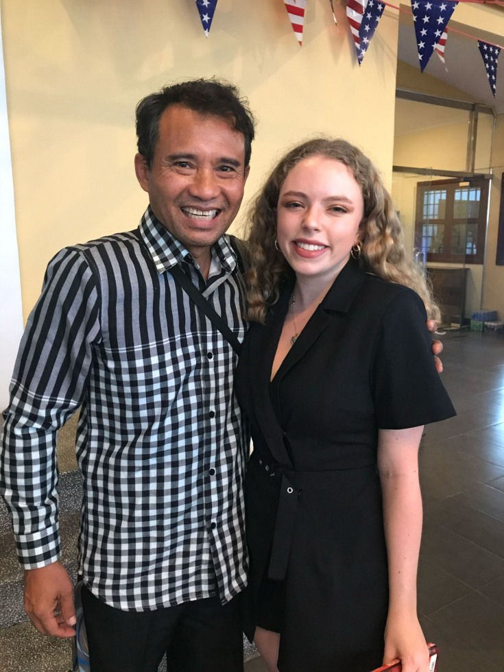 Meghan Murphy pictured with Cambodian genocide survivor Arn Chorn Pond