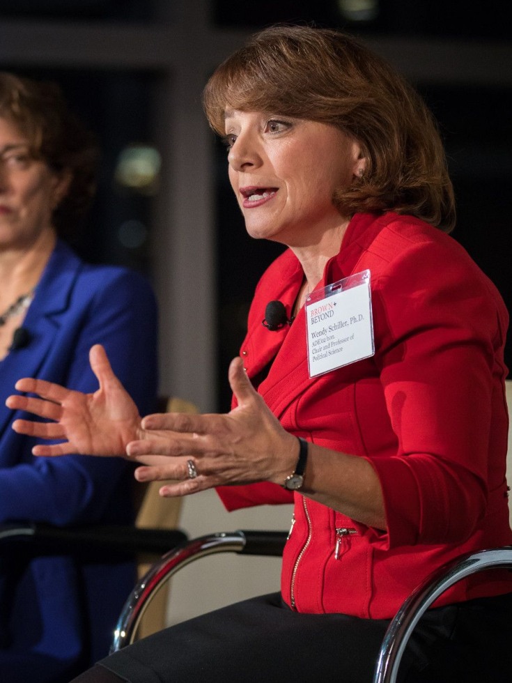 Wendy Schiller speaking at a panel discussion