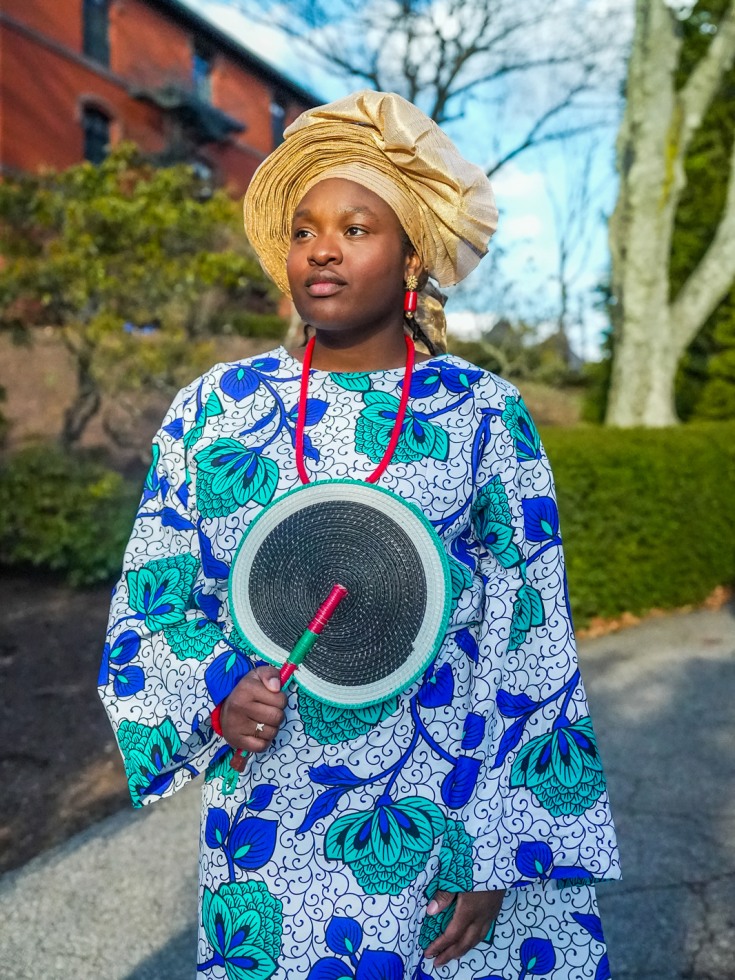 Ayoola Fadahunsi wears traditional Nigerian clothing