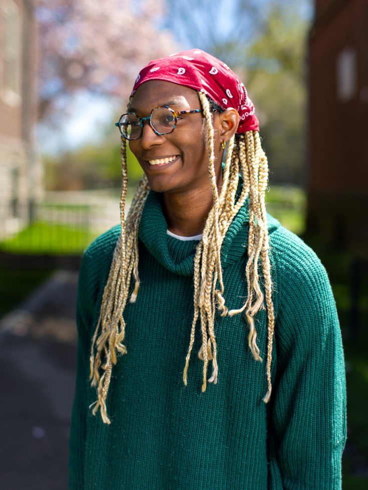 Caziah Mayers smiles with head tilted