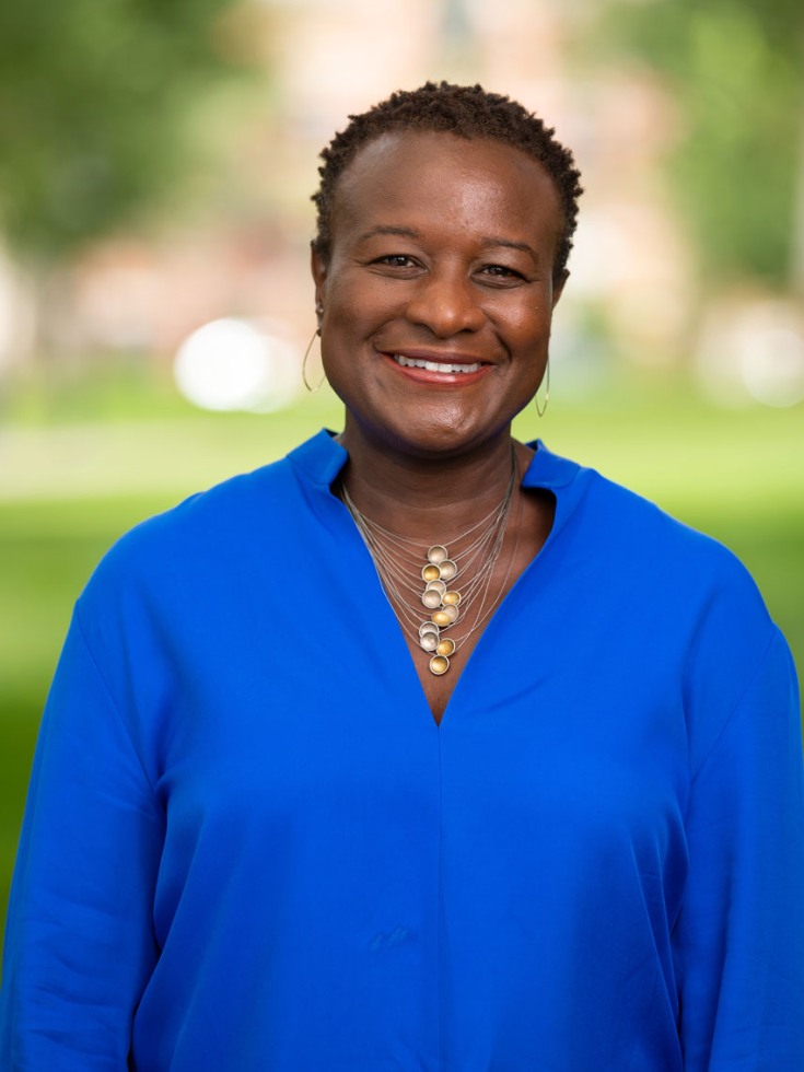 Prudence Carter wearing a blue shirt