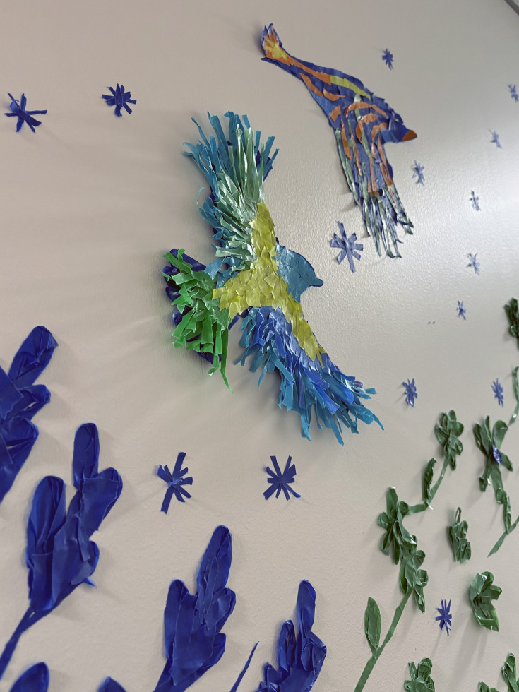 birds, flowers and snowflakes made with tape