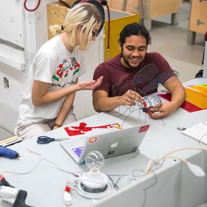 Students working on a sculpture