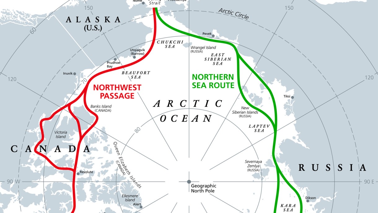 map of shipping routes in the Arctic Ocean