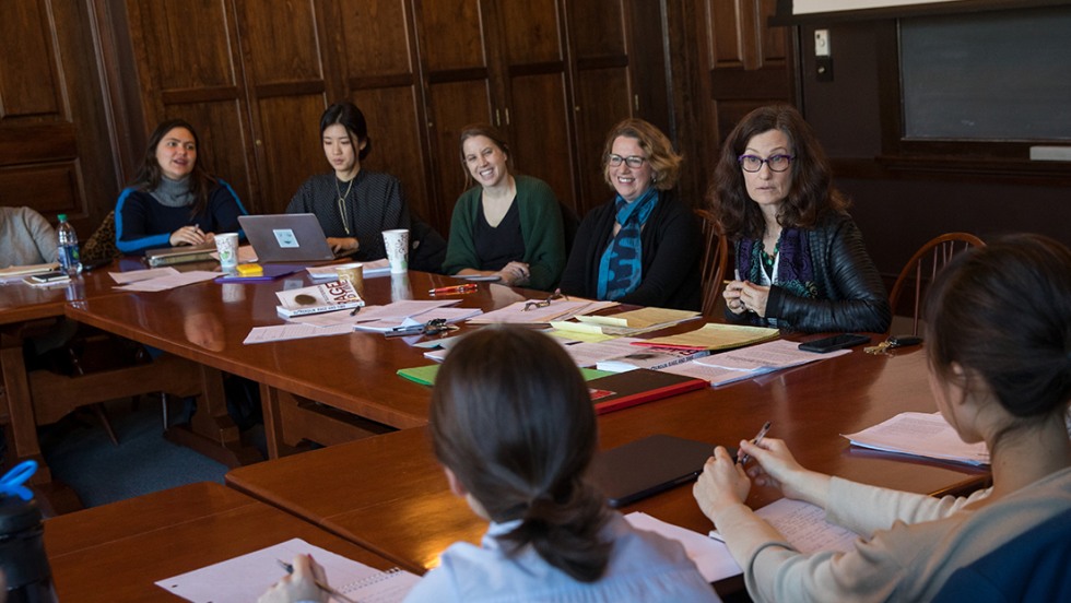 Bonnie Honig speaking to students