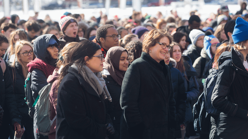 Brown President Christina Paxson among the students